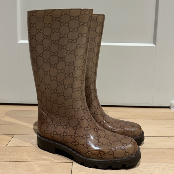 Gucci Rubber Monogram Edinburg Rain Boots size 36 for sale - Picture 3 of 5
